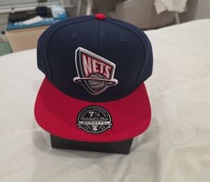 Mitchell & Ness Nets Navy and Scarlet Cap